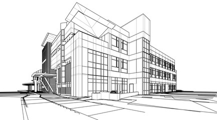 architectural drawing 3d illustration sketch project