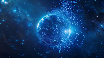 Digital Particle Globe in Cosmic Space, Connectivity Concept