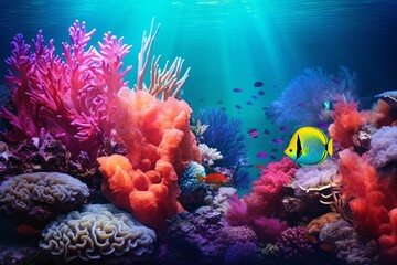 Fototapeta na wymiar Tropical Coral Reef Gradients: Marine Life Color Spectrum Masterpiece