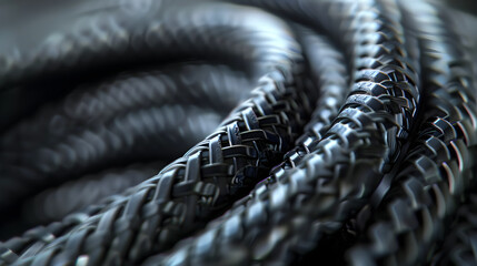 Detailed Closeup of a Coiled RG59 Cable for Audio/Video Transmission