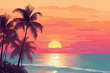 Fototapeta na wymiar Tropical Sunrise Color Palettes: Seaside Morning Color Mixes Spectrum