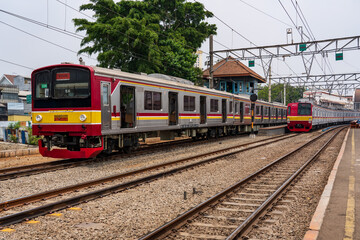 Obraz premium Old Japanese commuter train at Jakarta Kota station