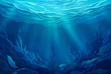 Fototapeta na wymiar Undersea Blue Gradient Depths: Stunning Sea Wave Gradients Capture
