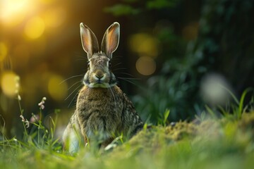 Capturing Serenity: Cinematic Photography of a rabbit Grazing in the Meadow Generative Ai