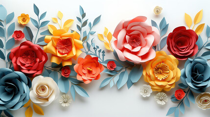 Paper Flowers Arranged on White Surface