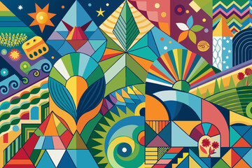 A mosaic of colors and shapes expressing diversity and variety
