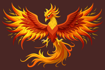 A mystical phoenix with fiery feathers