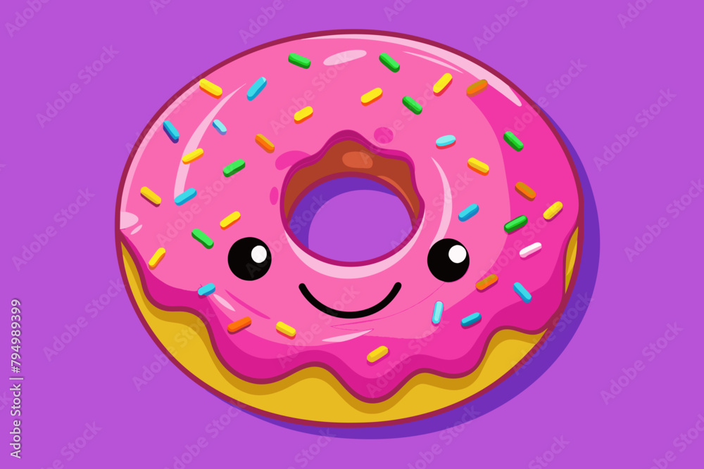 Poster a quirky donut with sprinkles and a smile