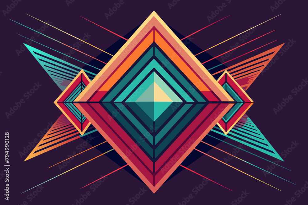 Poster a series of overlapping lines and shapes evoking a sense of depth and dimension