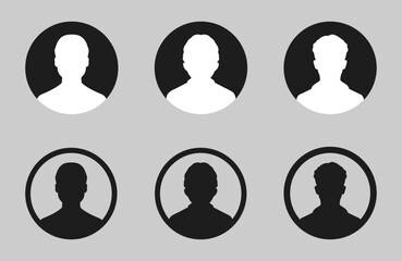 User avatar vector icon flat designs set. Man and woman vector profile signs set