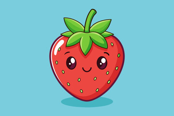 Obraz premium A sweet strawberry with a smiley face