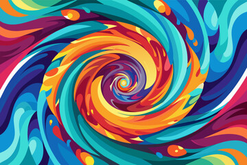 A swirling vortex of colors and shapes suggesting chaos and confusion