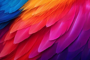 Obraz premium Vibrant Parrot Feather Gradients: Spectrum Elegance