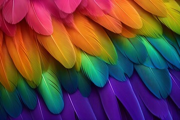 Vibrant Parrot Feather Gradients: Kaleidoscopic Bird Colors Explosion