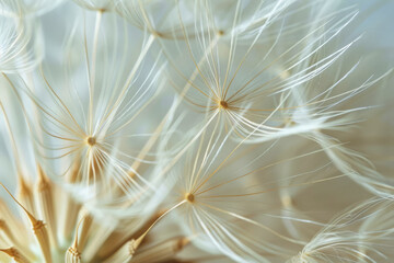 Blowball of dandelion with fluffy seed. Macro shot of blooming dandelion