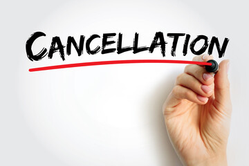 Cancellation - the action of cancelling something, text concept background - obrazy, fototapety, plakaty