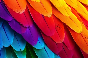 Vibrant Parrot Feather Gradients: A Burst of Color