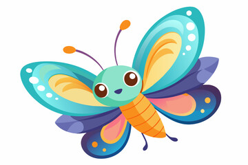 Cute Butterfly Fluttering gradient illustration in white background