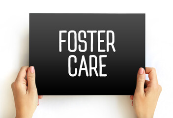 Foster care text quote on card, concept background - obrazy, fototapety, plakaty