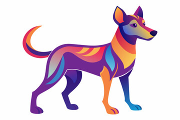 Cute Dog Playful gradient illustration in white background