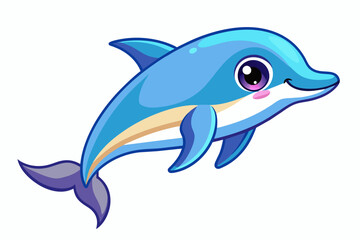 Fototapeta premium Cute Dolphin Echolocating gradient illustration in white background