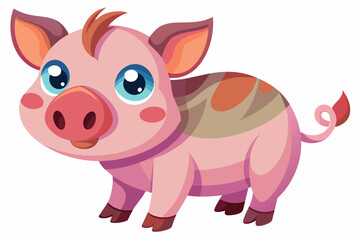 Cute Pig Oinking gradient illustration in white background