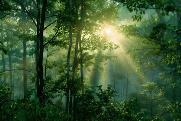 Obraz premium sun rays in the forest