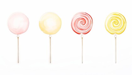 Four lollipops on white background