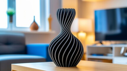 Black vase closeup object printed 3d printer