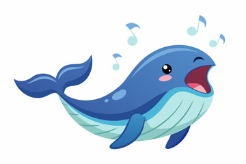 Cute Whale Singing gradient illustration in white background