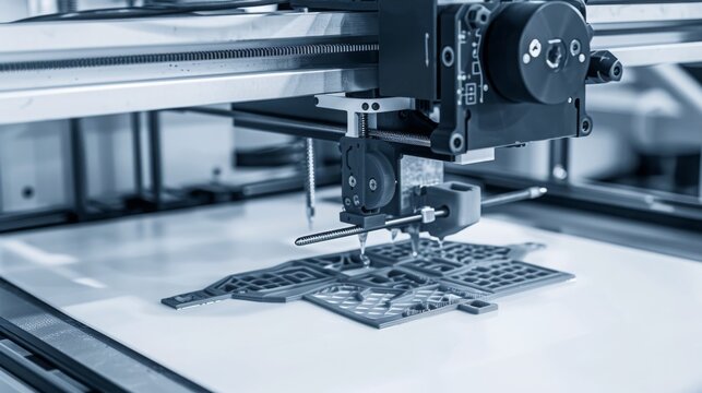 Electronic three dimensional plastic printer during work , 3D , printing.
