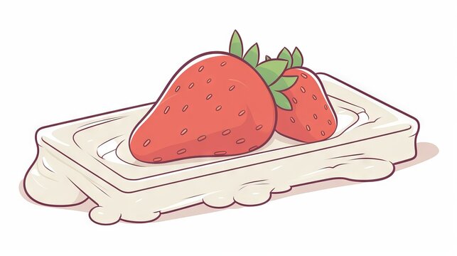 Two strawberries on a melted white chocolate bar