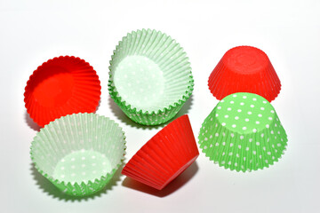 Paper molds for baking cupcakes.