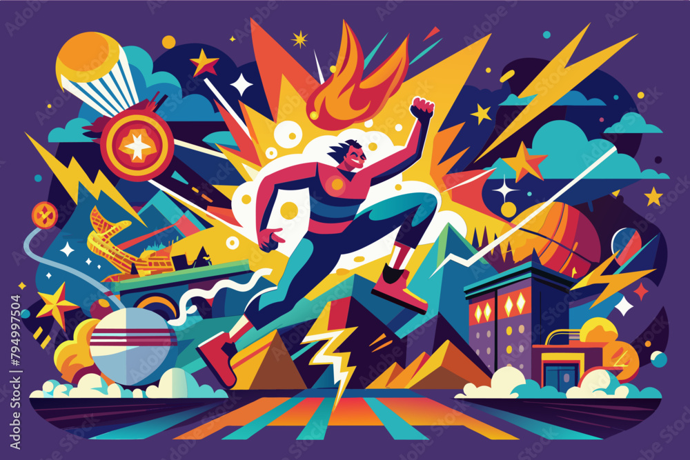 Poster energetic and dynamic composition