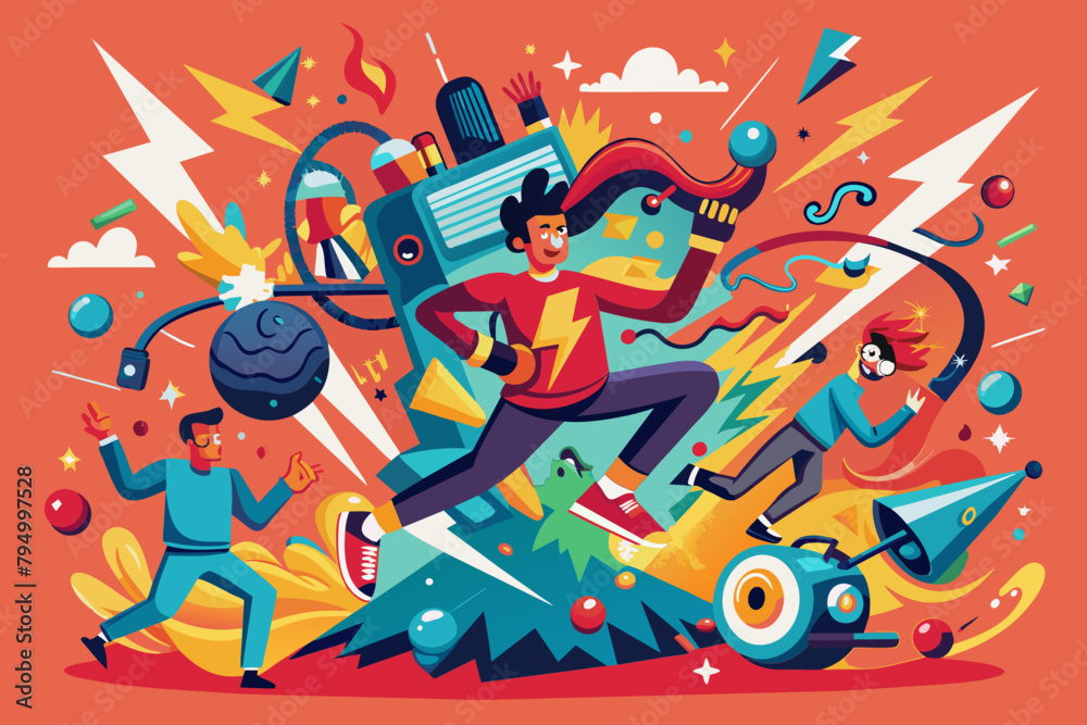 Poster energetic and dynamic composition