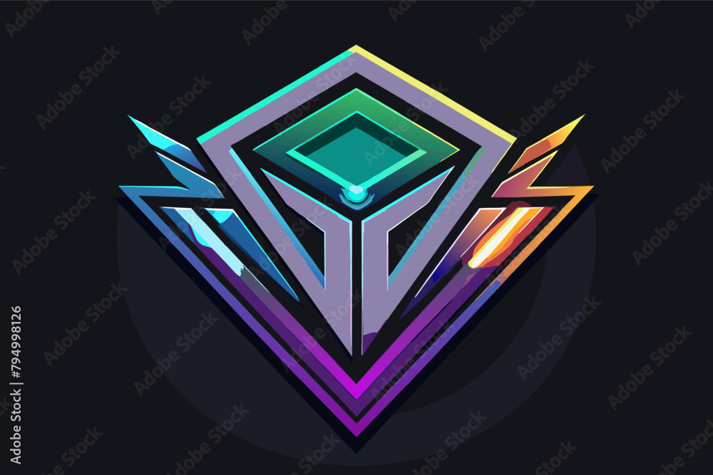 Poster experiment with holographic effects in a gradient logo concept, optimized as a vector file