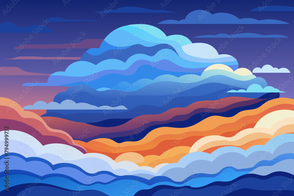 Aufkleber Layers of clouds creating depth in the sky