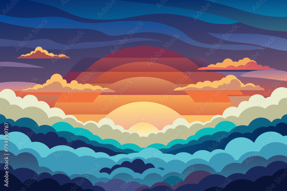 Aufkleber Layers of clouds creating depth in the sky