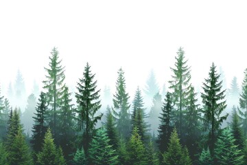 Realistic Image of forest landscapes on a white background, Stock photo style.