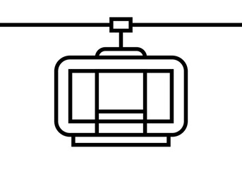 Icono negro de teleférico en fondo blanco. - obrazy, fototapety, plakaty