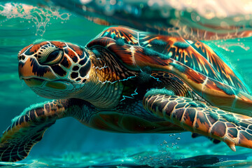 sea ​​turtle under the sea