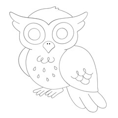 Owl hand drawn vector illustration in line stroke design