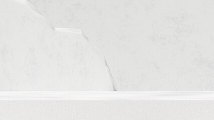 Empty podium display made of white stone for showcasing merchandise