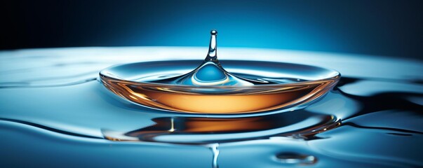 Closeup of a waterdrop on a cosmetic container, captured in a studio setting with dramatic backlighting, ideal for product advertising