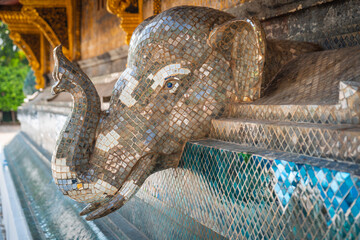 The elephant head at Wat Xiengthong in Luang Prabang, Lao PDR