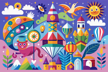 Whimsical and playful motifs vector illustration