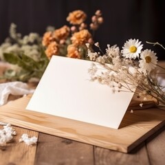 Wooden Stand with a Blank Invitation Card