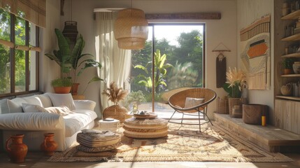 interior living room in natural light, generative ai 