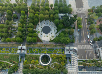 Aerial view of beautiful park landscape