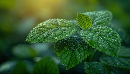 abstract green leaves swirling 